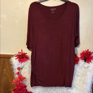 a:glow Red Tunic Relaxed Ruched Tee